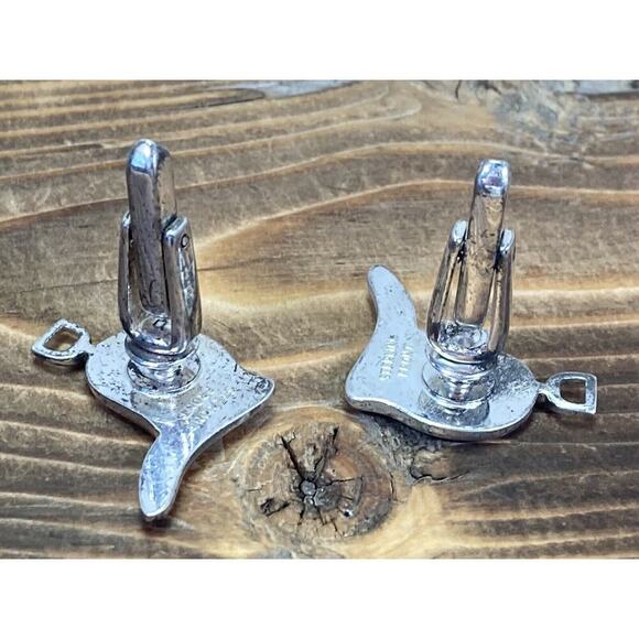 Vintage Hickok Sterling Silver Front Saddle Shaped Cuff Links Men’s Gift - Picture 9 of 10